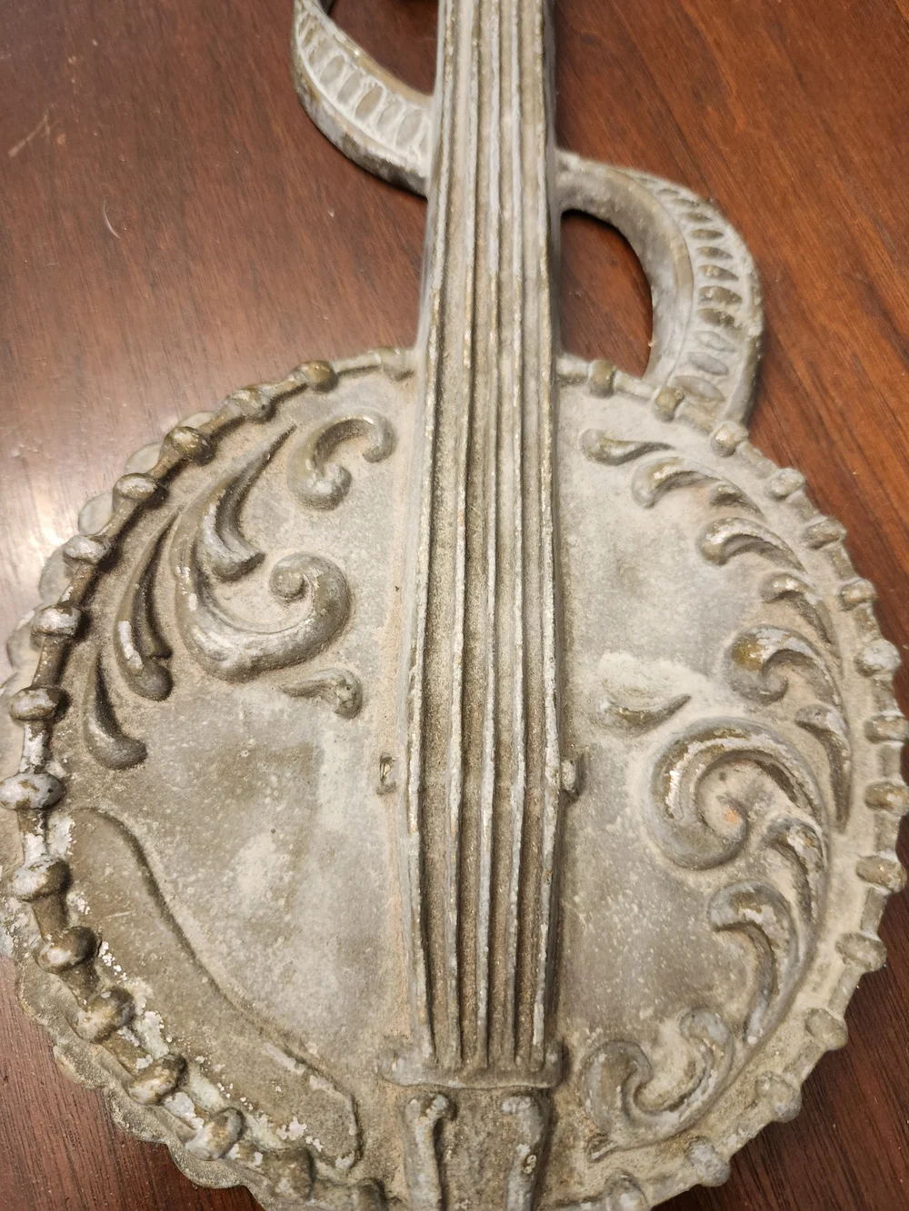 Decorative Gray Musical Mandolin Wall Plaques - Set of 2